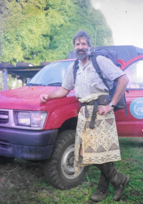 Proper attire for walking in Samoa, at least when near a village.