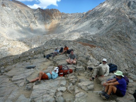 People collect on the pass