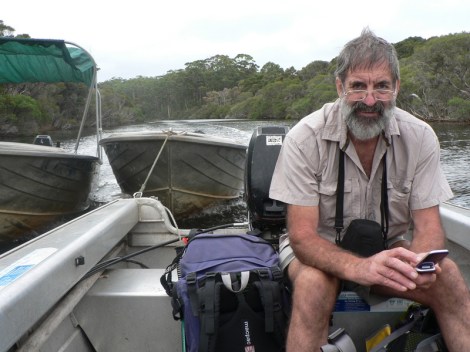 Boat takes us up the river right into town